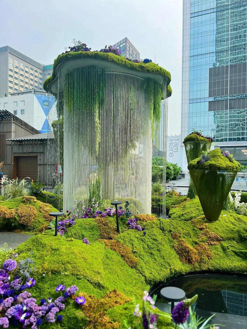 拉線(xiàn)水簾 成都水景工廠中的靈動(dòng)藝術(shù)與花藝工程的完美融合